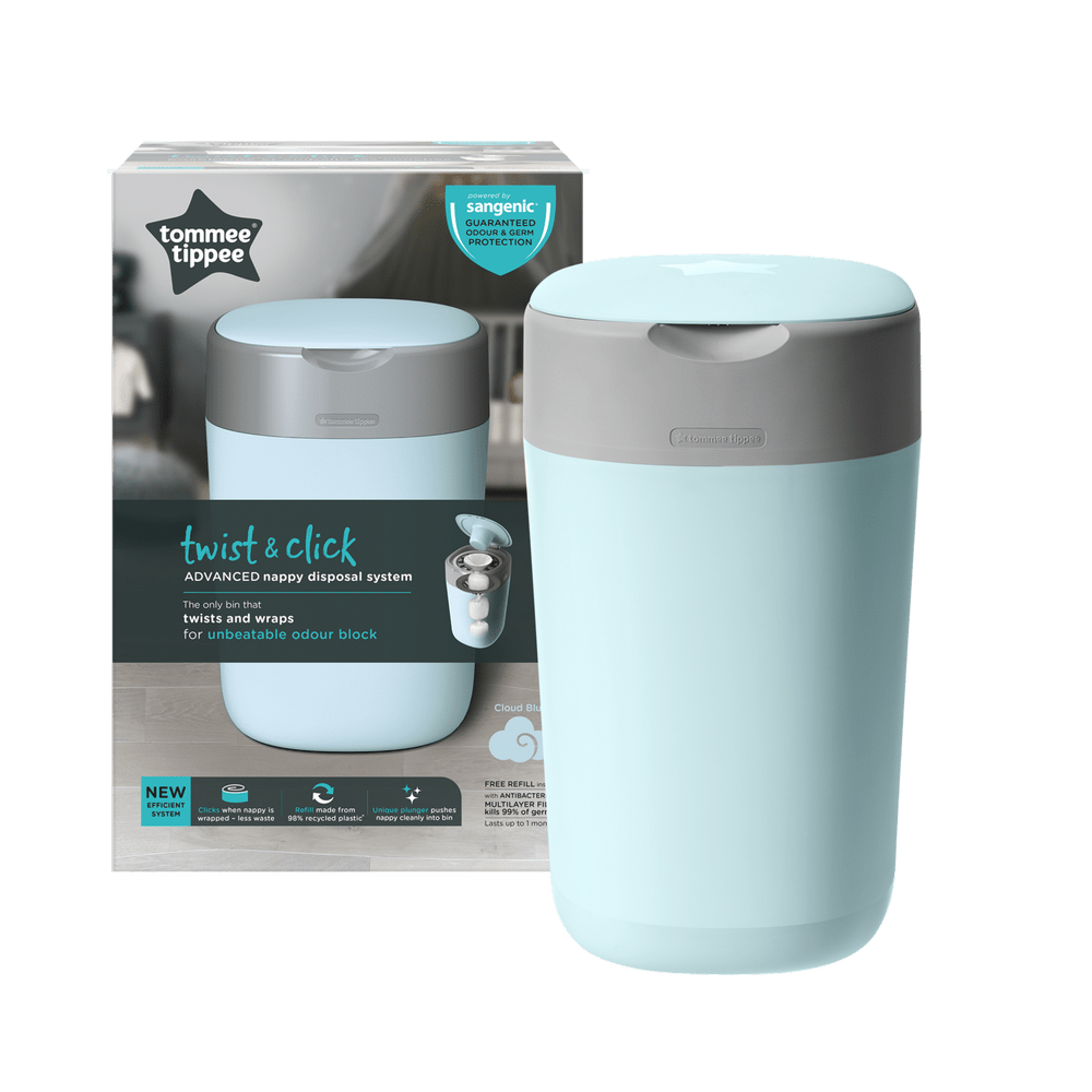 TOMMEE TIPPEE TWIST AND CLICK NAPPY DISPOSAL SYSTEM BABY BLUE